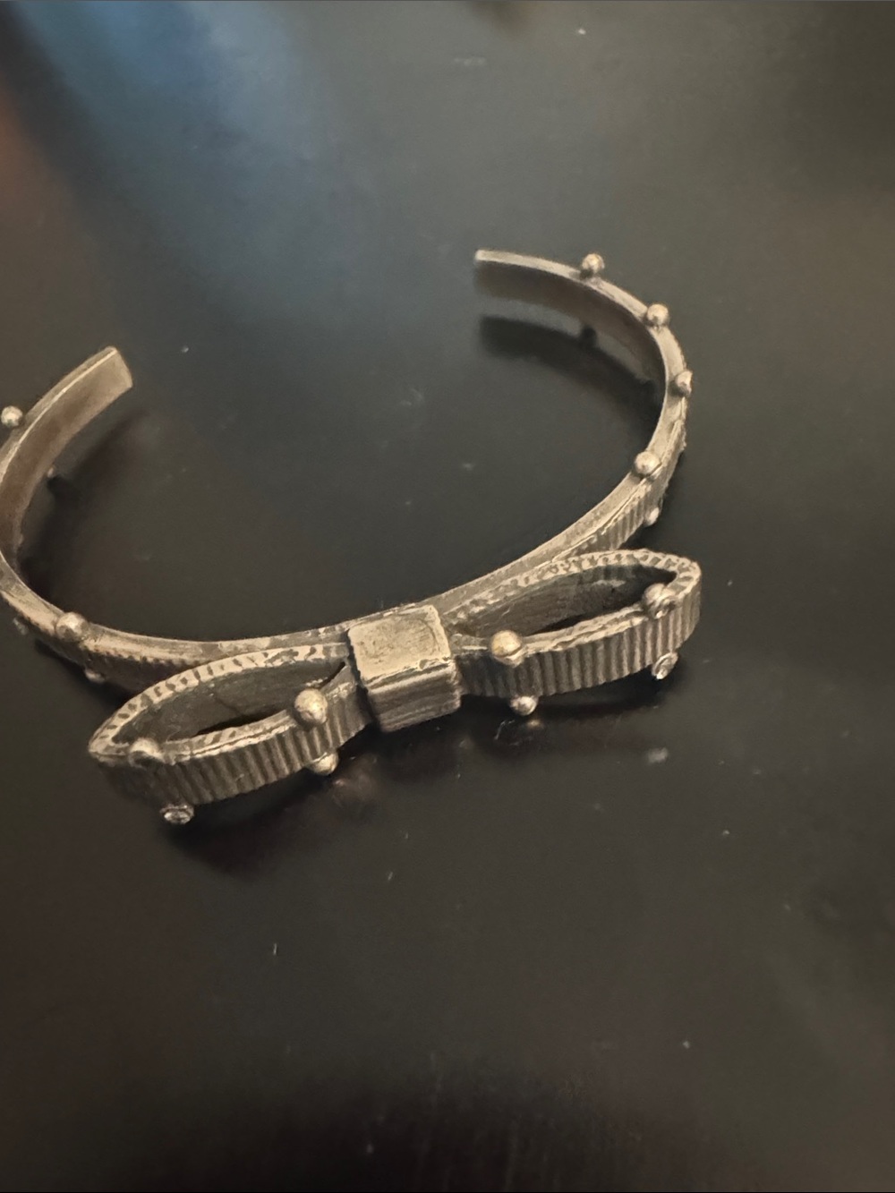 Textured Silver Bow Cuff Bracelet for Women